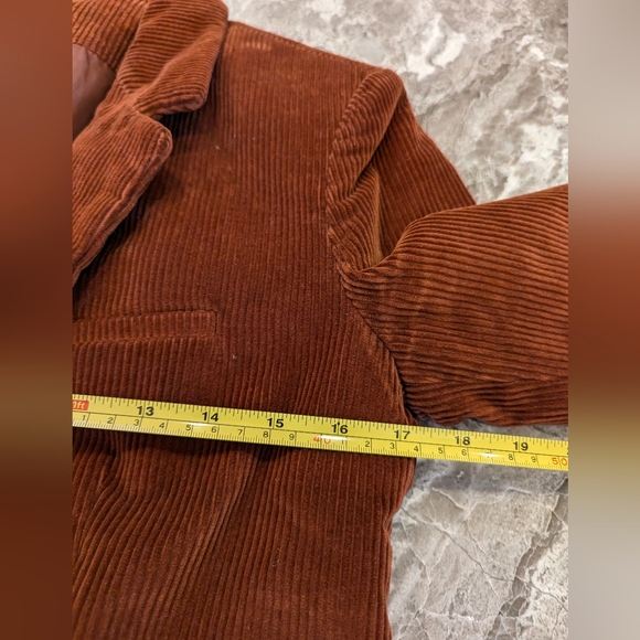 SILVER UNICORN Silver Corduroy Burnt Orange Button Y2K Blazer Jacket Size 7 - Picture 3 of 5